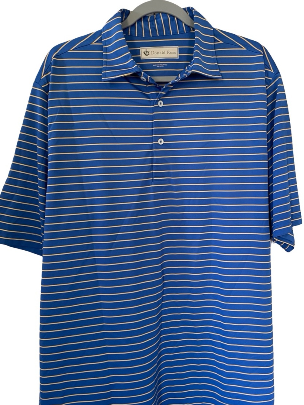 NWOT Donald Ross Men's Blue Striped Polo Shirt